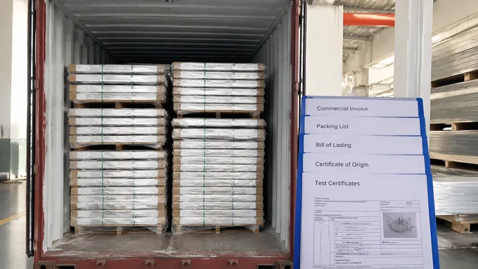 EUWOO steel doors packed in KD flat-pack format for 40HQ container export