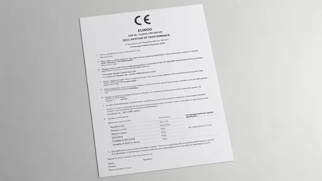 EU EEA CE marking fire door set Declaration of Performance EN 16034