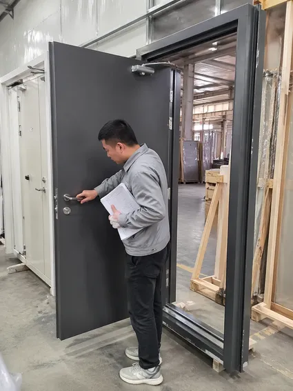 Stage 5 final assembly and pre-shipment inspection of complete fire door set