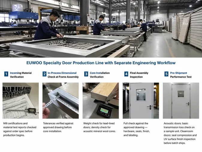 EUWOO specialty door production line with separate engineering workflow