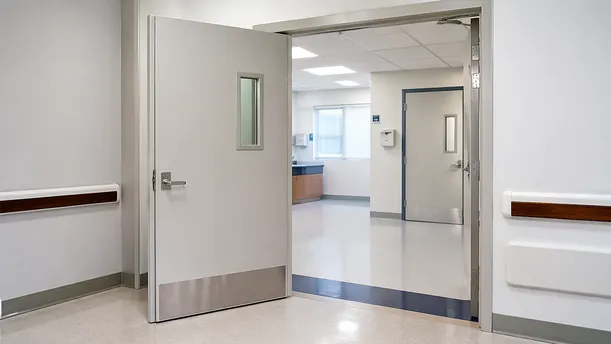 Hollow metal doors installed in institutional construction — schools and hospitals