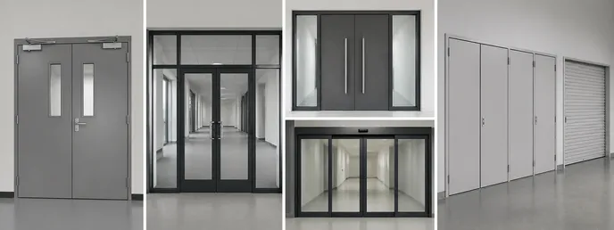 EUWOO commercial door product line — hollow metal, storefront, architectural, sliding, and specialty configurations