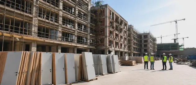 Commercial construction project requiring fire-rated and security doors in volume
