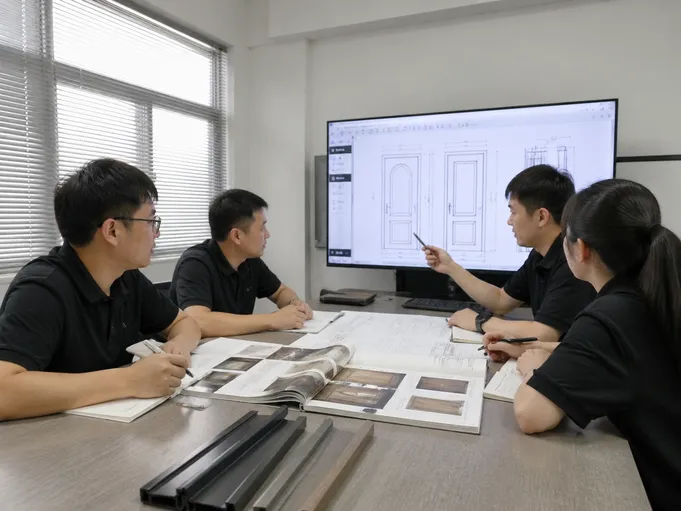 EUWOO R&D engineers reviewing custom door design specifications
