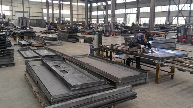 EUWOO production line — steel security door welding and forming at Luoyang Industrial Park