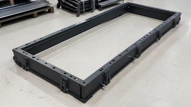 Reinforced steel security door frame with anchor bolt pattern